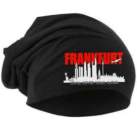 UGLYSHIRT Frankfurt Skyline Hat | Knitted Hat Frankfurt Sports Hat Logo Hat City Stretchy Beanie, black