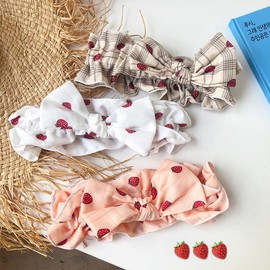 Hofar Sweet Strawberry Face Wash Headband Hairband with Bow Knot Cartoon Cute Creative Hair Accessories (Gray)