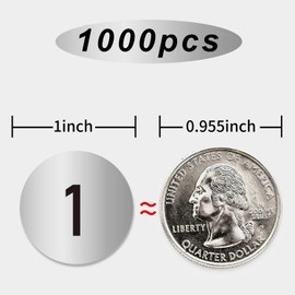 Silver Number Stickers Labels 1000 PCS, 1" Consecutive Number Stickers 1-200, Vinyl Numbered Sticker, Self-Adhesive and Residue-Free, Use for Indoor and Outdoor