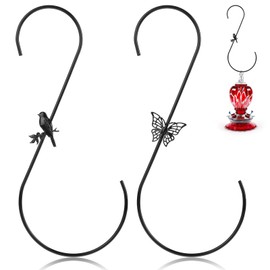 Nogeqi 2 Pcs Hummingbird Bird Feeder Hanger Hooks Large Decorative S Hooks Beautiful and Vivid Plant Hanger for Hanging Outdoor Indoor Garden Plants, Flower Baskets, Pots, Bird Feeders