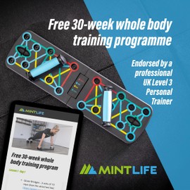Mintlife© Pushup Board For Men & Women + FREE 30-Week Training Program - Portable Press Up Board For Home & Travel + Board Provide A Complete Whole Body Workout System Suitable For All Fitness Levels.