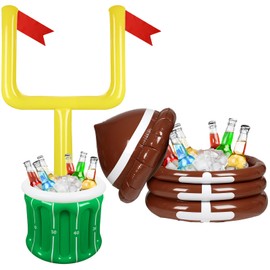 Zhanmai 2 Pcs Inflatable Football Drink Cooler Football Party Supplies Inflatable Drink Goal Post and Holder Pool for Sport Theme Party Favors Supplies Decoration
