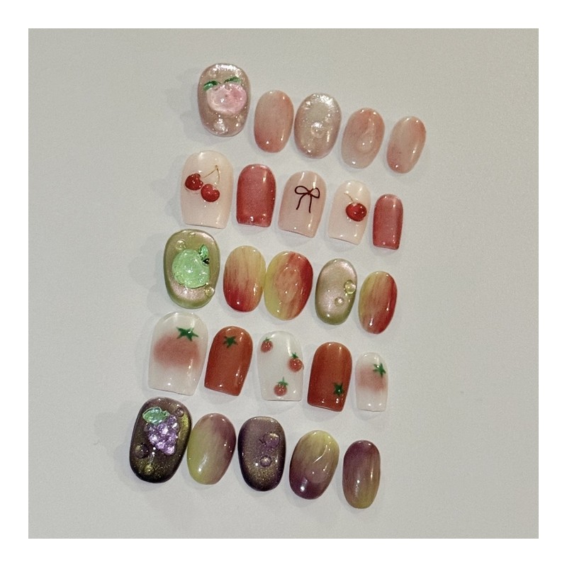 5 types of fruit nails, peach nail, cherry nail -