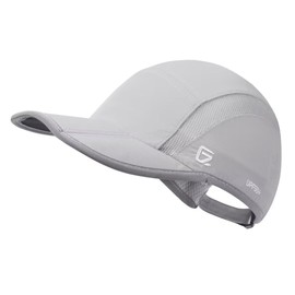 GADIEMKENSD Foldable Mesh Sports Cap with Reflective Stripes, Breathable Running Hat, gray (light gray)