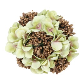 Floral Hair Bun Accessory with Lavender Flowers and Gold Accents (SEA GREEN)