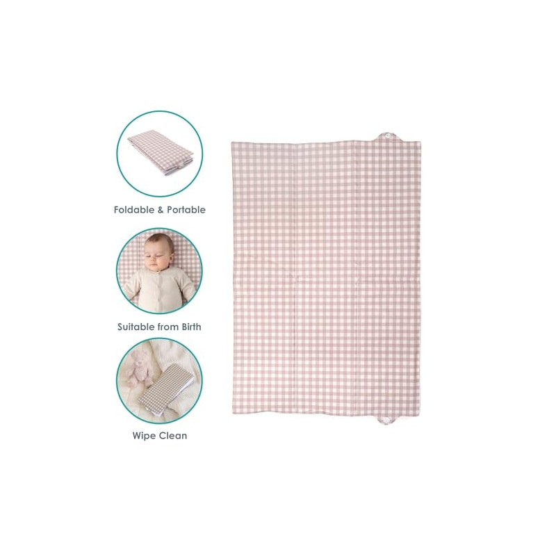 Clair de Lune Gingham Foldable Changing Mat, Easy Clean Soft
