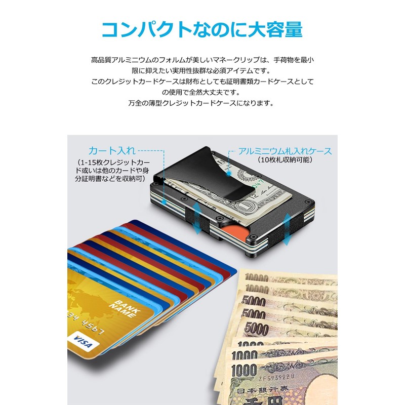 Xianguo Money Clip, Credit Card Case, Magnetic Blocking, black (black