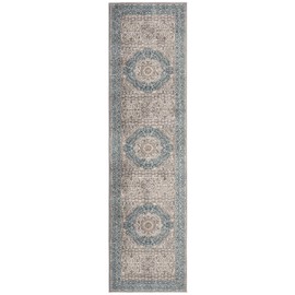 SAFAVIEH Sofia Collection SOF365A Vintage Oriental Distressed Non-Shedding Living Room Bedroom Runner, 2'2" x 12' , Light Grey / Blue
