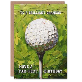 Artery8 Happy Birthday Card to a Brilliant Grandad Golf Lover Golfing Ball Tee Shot Par Pun Perfect