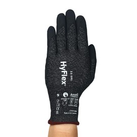 Ansell HyFlex 11-591 Industrial Ultra-Light Safety Gloves for Auto, Glass, Metal Fabrication, Machinery, Pulp, and Paper, Size 8, Black (Pack of 1)