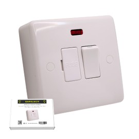 SHPELEC ® Premium Curved Edge White Electrical Sockets Range - Convenient and Versatile Power Solution (Fuse Spur with Neon + Back Box)