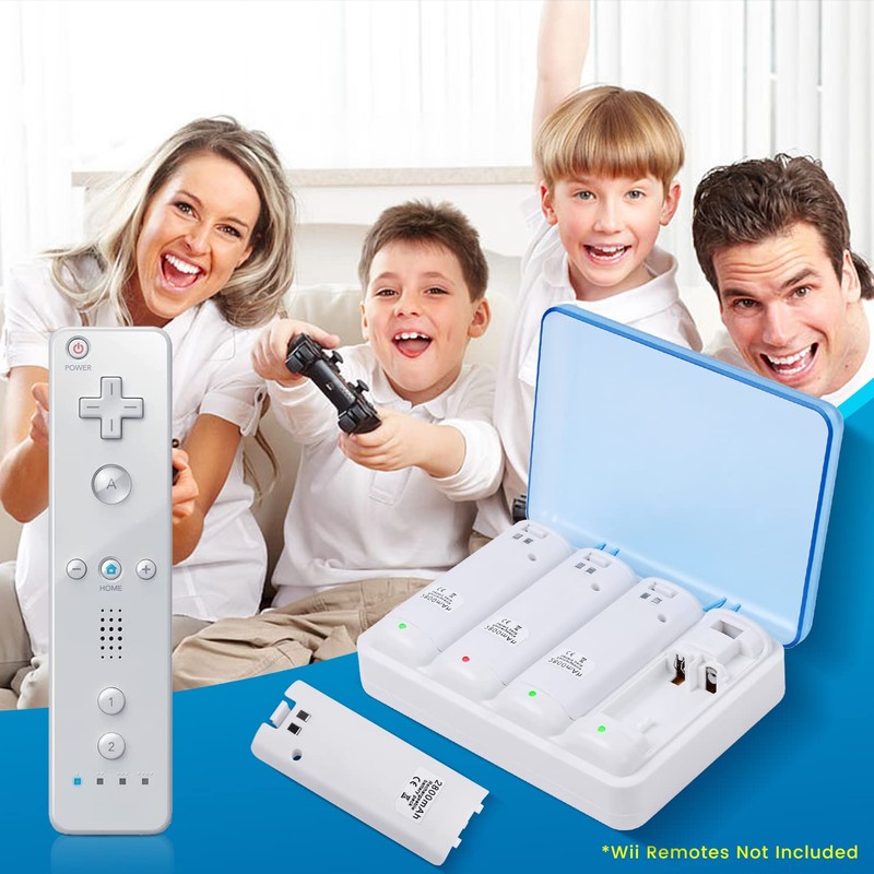 Upgraded Wii Remote Battery Charger Station, Covanm 4 Port Wii