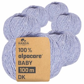 Hansa-Farm 100% Baby Alpaca Wool in 25 Colours - 300 Gram Set DK (double knit) (6 x 50 g) - The 1st Machine-washable 100% Alpaca wool – even softer, scratch-free and durable – Alpaca wool for knitting and crocheting