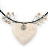 Avalaya Antique White Ceramic Heart Pendant Wired Necklace/ 40cm L/Adjustable