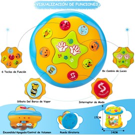 Ocean Projector, Juguetes de Música Oceánica, Juguetes Interactivos de MúSica Infantil, Juguete de Arrastre Rodante, Juguete de Aprendizaje de Música y Luz Giratoria, Regalo de cumpleaños para niños