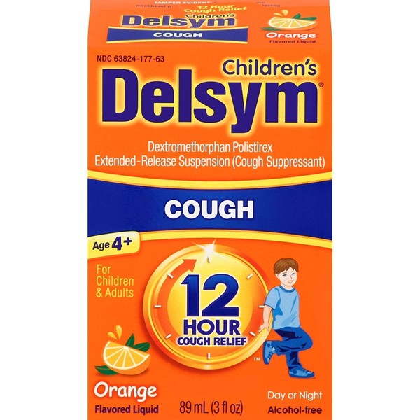 Delsym Children's 12 Hour Cough Relief Liquid Orange - 3 oz, Pack of 2