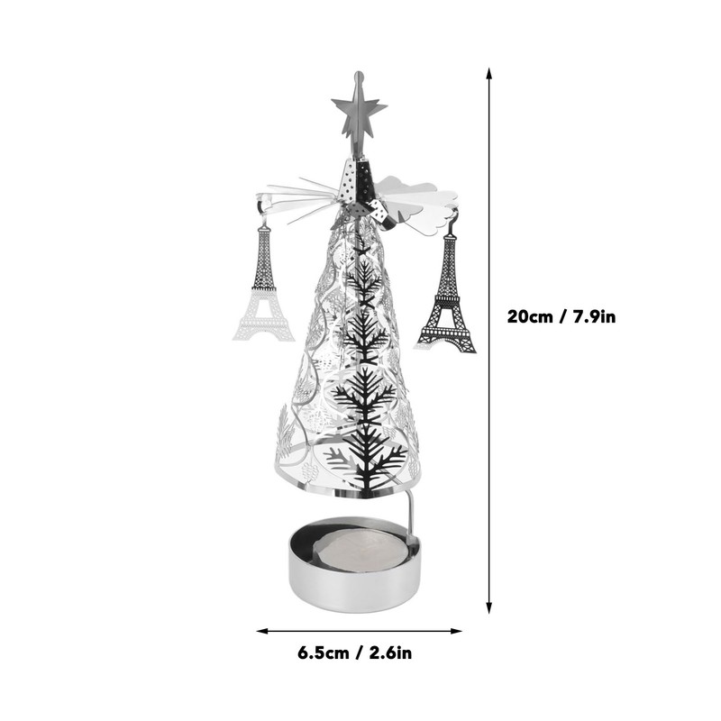 Christmas Tree Carousel Spinning Candle Holder Stainless Steel Rotary Tree