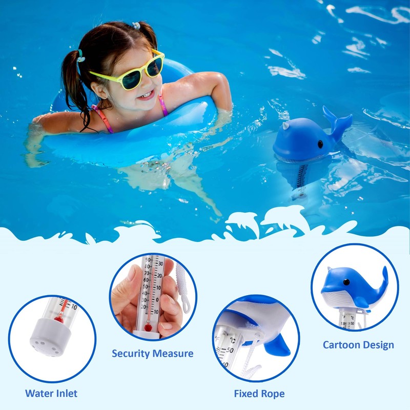 INCETUE Floating Pool Thermometer, Easy-Read Water Temperature Gauge with String