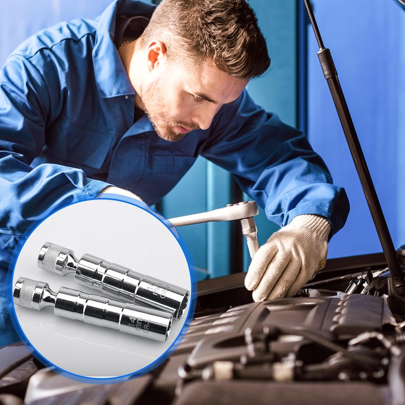 2 pieces universal flexible spark plug wrench, 14 mm and