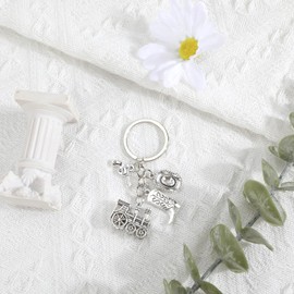 MUCOOS Cowboy Style Key Chain, Boot Hat Key Ring Accessories, Cute Keyring, Funny Keyring, Gifts for Boyfriend, Gifts for Special Friends, silver