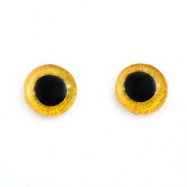 10mm Yellow Owl Glass Eyes Doll Irises for Art Polymer Clay Taxidermy Sculptures or Jewelry Making Set of 2