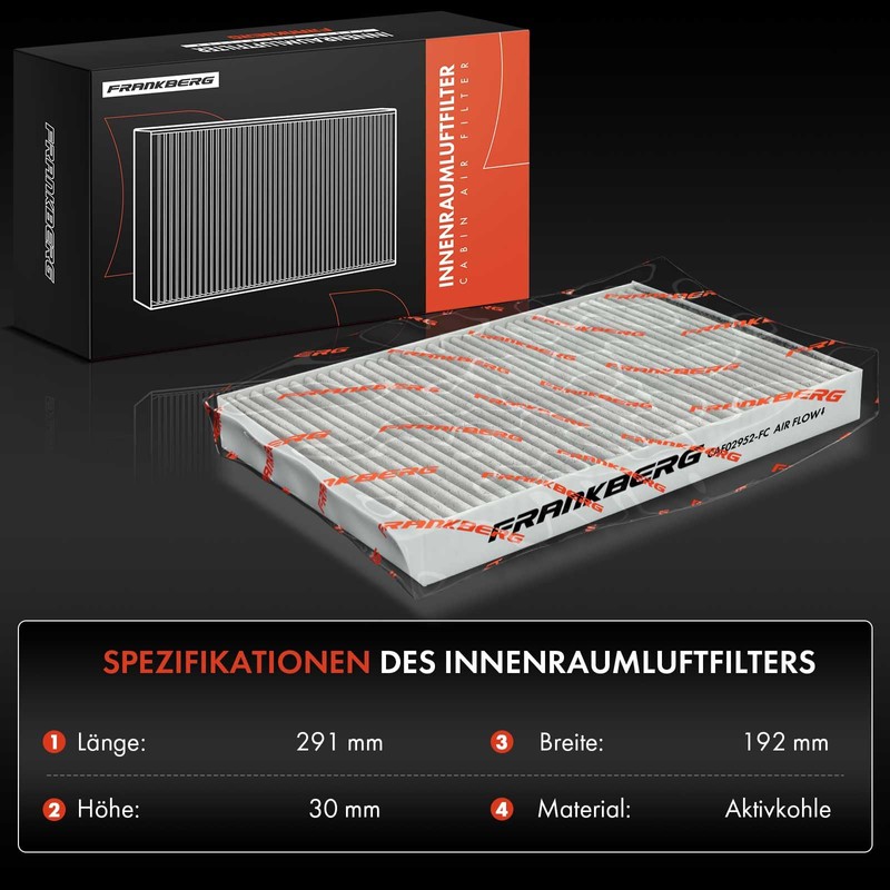 Frankberg 2 x Cabin Air Filter Pollen Filter with Activated