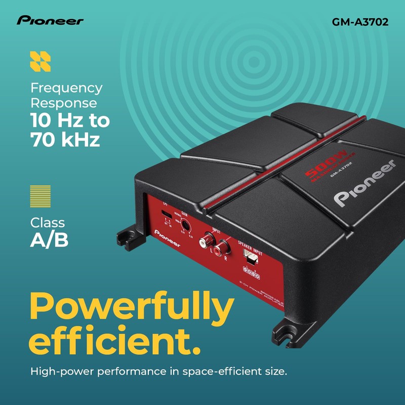 Pioneer GM-A3702 2-Channel Car Amplifier – 500W Max, Class AB,