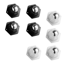 Self-Adhesive Caster Wheels with Stainless Steel Ball Bearings - Set of 8 | 360 Degree Swivel Wheels for Kitchen Appliances (Black and White Hexagon - A Steel Ball, 8)