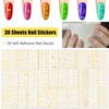 30 Sheets Gold Nail Art Stickers Star Letter Line 3D