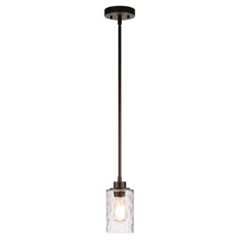 XiNBEi Lighting Pendant Lighting 1 Light Mini Pendant Light with Glass, Modern Adjustable Kitchen Hanging Ceiling Light Dark Bronze Finish XB-P1227-DB