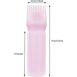 Yebeauty Root Comb Applicator Bottle, 3 Pack 6 Ounce Hair Oil Applicator Bottle for Hair Dye Bottles Brush with Graduated Scale, Green Pink Blue