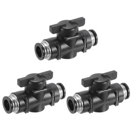 PATIKIL 12mm Pneumatic Ball Valve, 3 Pack 12mm OD BUC Push to Connect Tube Fittings Ball Valve Union Straight Air Flow Control Valve for Air Hydraulic, Black Silver