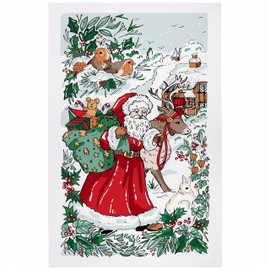 Ulster Weavers - Santa Claus Tea Towel (74 x 48cm) - 100% Cotton - Washable - Christmas Dish Cloths/Dish Towel - Father Christmas & Reindeer Tea Towel - Kitchen Accessories & Decor