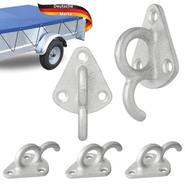 TRAILERKRAFT® PlusPro Three-Hole Tarpaulin Hooks, Net Hooks for Trailer Tarpaulin, Trailer Net, Three-Hole Tarpaulin Hooks, Tension Hooks, Three-Hole Hooks for Car Trailers, Side Wall, Hook Eyelets,