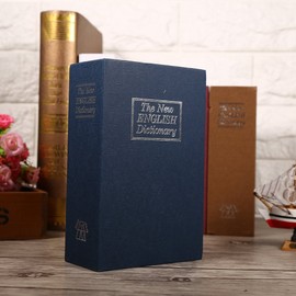 Dictionary Safe with Security Lock, Coded Locker for Cash, Money, Jewelry, Portable for Home Office Travel, Cardboard + Stainless Steel, 4 Colors (Password Blue)