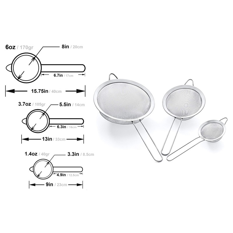Proto Future Sieve Set Premium Fine Mesh – 304 Stainless