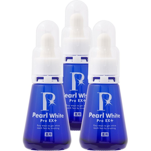 New Ingredients! Medicated Pearl White Pro EX Plus Value Set of 3, Teeth Whitening, Easy at Home, Prevents White Teeth and Caries