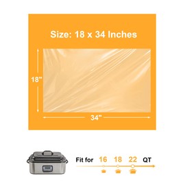 SMARTAKE Electric Roaster Liners, 2 Count Disposable Roaster Liners, Fits 16, 18, 22 Quart Roasters, Roaster Pan Oven Liners Plastic Cooking Bags for Instant Cleanup, 18 x 34 Inch