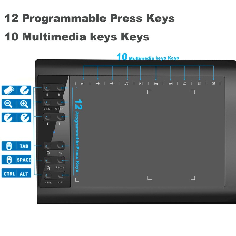 Graphics Drawing Tablet,10x6 inch Digital Writing Tablet with 8192 Levels