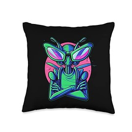 Mantis with Sunglasses Throw Pillow