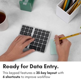 Macally - Almohadilla numérica Bluetooth para computadora portátil, diseño delgado de aluminio, teclado numérico inalámbrico recargable, teclado numérico de 35 teclas para entrada de datos, para Mac,