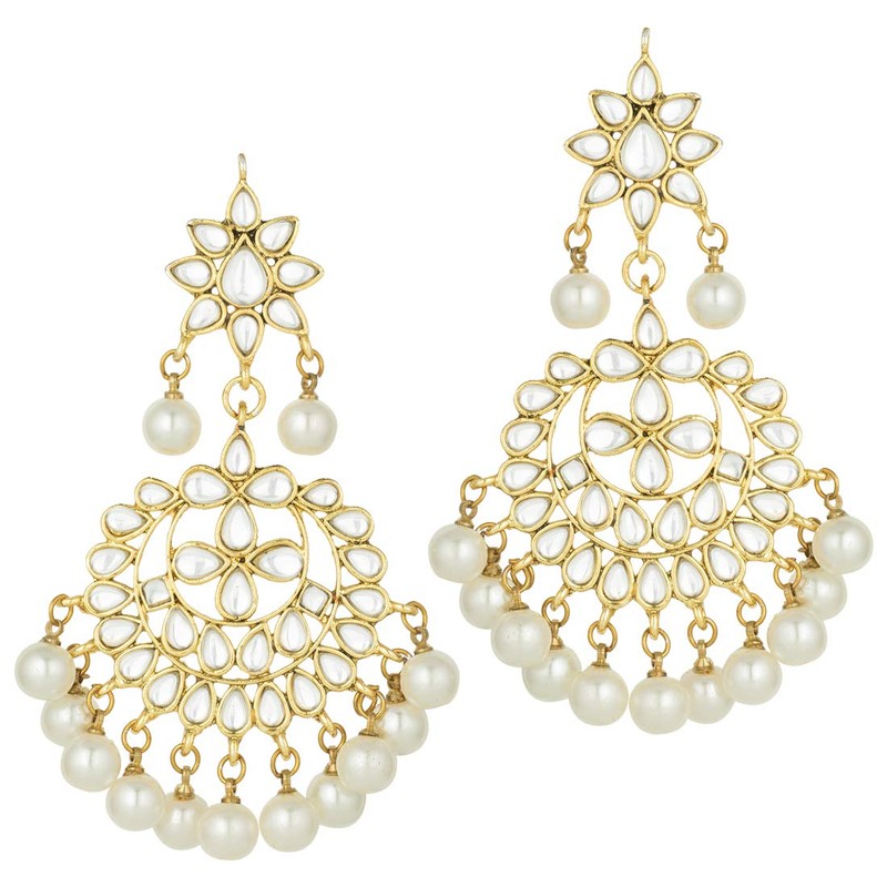 Aheli Ethnic Wedding Wear Faux Kundan Collar de cuentas (blanco)