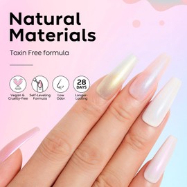 AIMEILI Glitter Top Coat Mother of Pearl Set No Wipe Pearl Effect Nail Gel UV Mother of Pearl Shimmer Nail Design Set 6-75