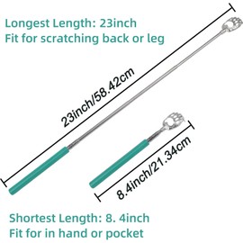 WOVTE Back Scratcher, Bear Claw Telescopic Back Scratcher Stainless Steel Back Massager, Back Scratcher for Men Women Gifts for Men Stocking Stuffers for Men Women Mens Gifts(Green)