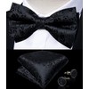 DiBanGu Mens Black Floral Bow Tie Set Adjustable Pretied Bow