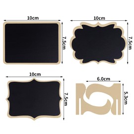 LNAUJS 15 Pcs Mini Wooden Chalkboards Signs for Wedding and Food, Messages Signs, 3 Shapes Kinds of Board with 2 Chalk Markers