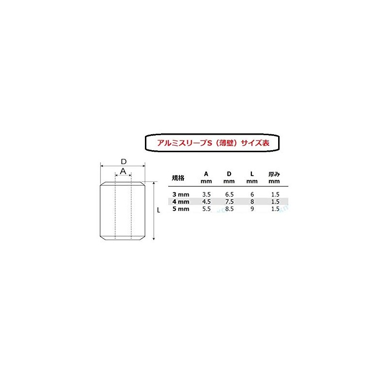 0.2 inch (5 mm) Wire Sleeves S Wall Thin Aluminum