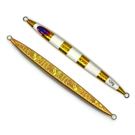 Tolure Jigging Lure 4 Colors 400g Boat Fishing Laser Paper Coating Luminous Rapid Sinking Metal Jigs Tuna Red Snapper Blue Fish Root Fish Skipjack Cod Sea Fishing Jigging 1pcs/pack (Gold and White)