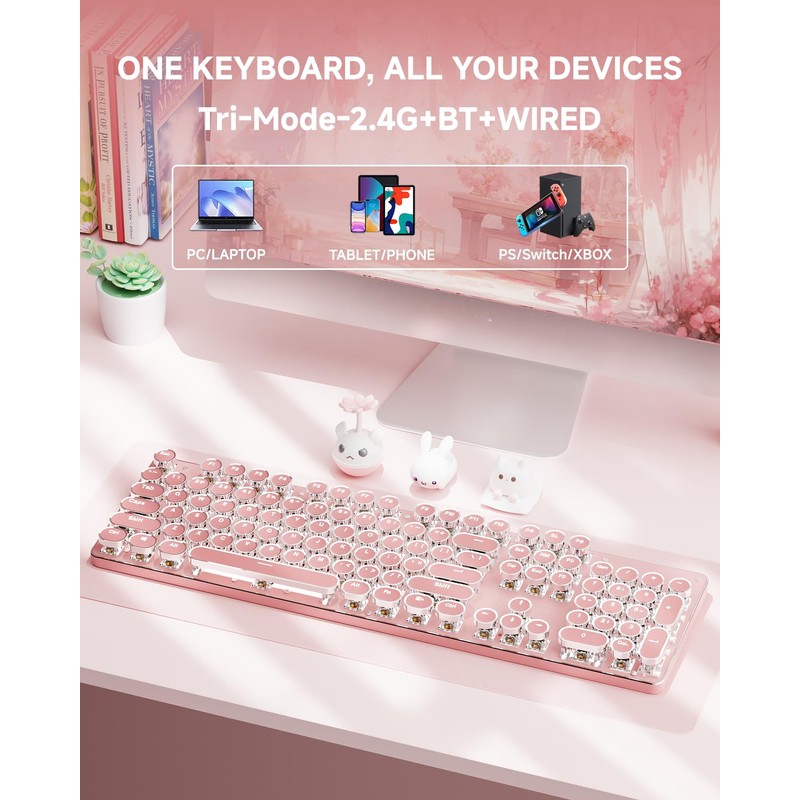 SEUNKWANG EWEADN TK950 Typewriter Keyboard Wireless Mechanical Keyboard, 104 Keys