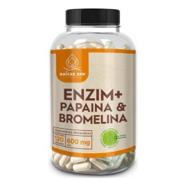 Enzimas Digestivas Papaina + Bromelina – Raíces Zen Super Premium – Apoyo Digestivo Natural – 120 Cápsulas – Enzimas Naturales para Mejorar la Digestión de Proteínas – Hombres y Mujeres